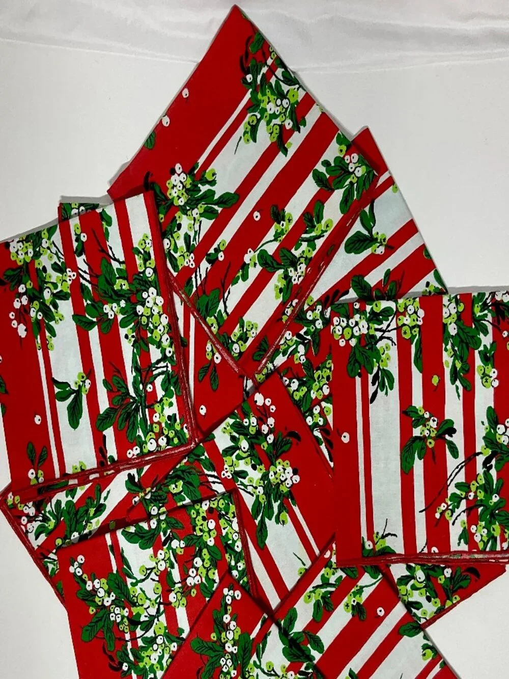 3/$14 Set of 12 Fabric Christmas Napkins Red Green and White